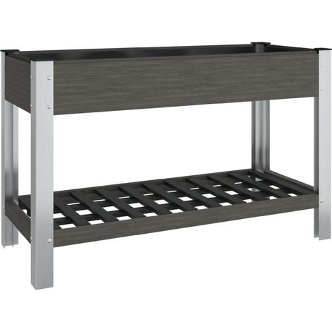 Vassoio per fioriera aiuola rialzata piante fiori terrazza giardino giardino con ripiano 120 x 50 x 75 cm WPC grigio 020039772
