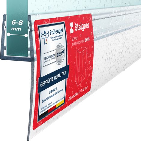 Steigner – Joint de douche en PVC pour paroi en verre 40cm – Étanchéité 100% pour cabines rectangulaires – Verre 6/7/8mm – Installation facile