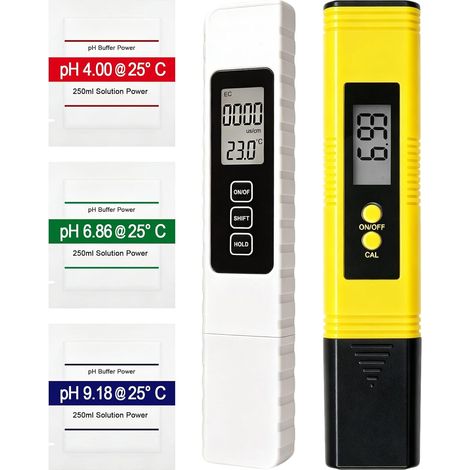 Testeur PH TDS EC 4 en 1 Testeur de qualité de l'eau Mesure du pH Écran numérique avec auto-étalonnage Température Testeur pour eau potable, piscine, hydroponie, laboratoire (1/5)