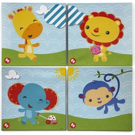 Ensemble de 4 cadres en toile animaux (1/4)