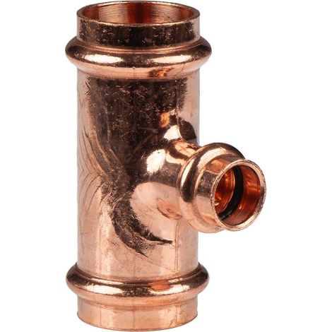 Kupfer Pressfitting T-Stück Mittelgang reduziert 28 x 15 x 28 mm V+M-Kontur DVGW
