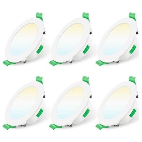 Spot LED Encastrable Dimmable 230V 7W Spot Plafond 3000K 4000K 6500K Étanche IP44 Réglable Plafonnier Encastré pour Salle de Bain, Salon, Lot de 6, Rond, Blanc (1/5)