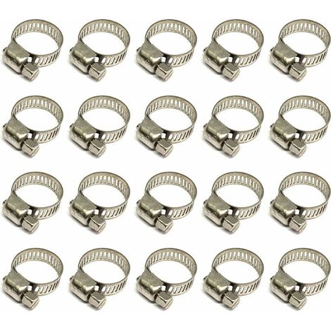 20 Pièces, Collier De Serrage Tuyau, Collier De Serrage Tuyau Réglable 12-20mm, 304 Collier De Serrage Inox, Collier Serrage Métallique, Pour Tuyau (1/5)
