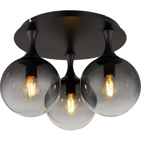 Globo - plafoniera - DALTON - nero - vetro - Ø 46cm - E27 -