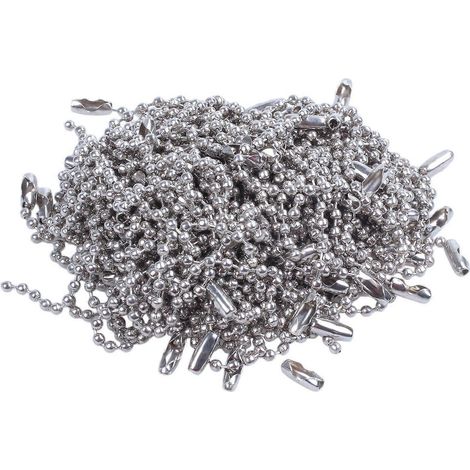 Chaîne à billes en acier inoxydable argenté, 10 cm de longueur, 2,4 mm de diamètre, lot de 100 pièces (1/5)