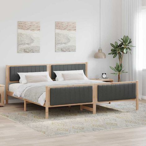 Estructura de cama Negro y gris oscuro 200 x 200 cm (1/5)