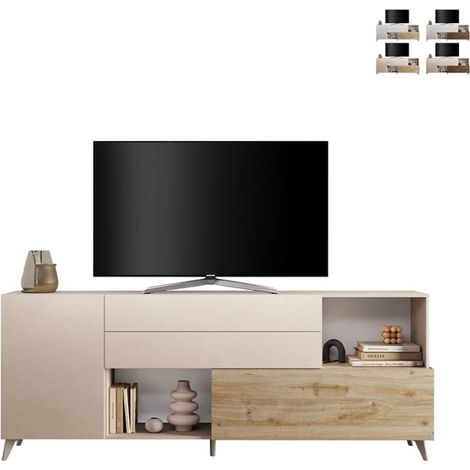 Aparador moderno para cocina y sala blanco de madera 2 puertas cajones Maditha - Roble - Blanco