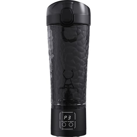 Mixeur électrique, tasse à café, bouteille d'eau de sport, automatique, adapté au sport, au fitness, à la salle de sport, au camping et à l'extérieur, portable et rechargeable (noir) (1/4)