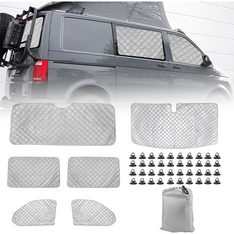 Pare-Soleil pour Pare-Brise de Camping Car Remplacement pour VW T5 T6 Kombi, Lot de 6 Pare-Soleil Thermiques Internes avec Sac de Rangement,100% Occultation,Ensemble de 6 pièces (1/5)