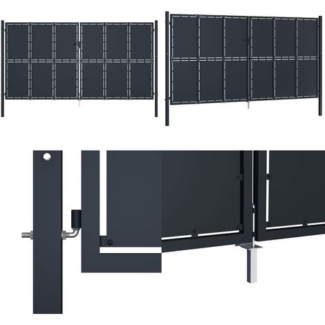 Gartentor aus Stahl 400 x 200 cm Anthrazit - Stahl - Gartenzaun (1/5)