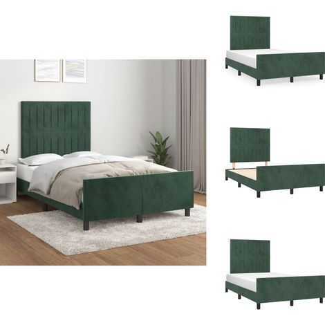 Bettgestell ohne Matratze Dunkelgrün 120x190 cm Samt - Samtbett - Doppelbett - Boxspringbetten - Bettrahmen - Hochwertiges Bettgestell (1/5)
