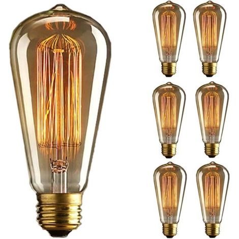 Ampoule Edision x6 - Incandescent Bulb - ST64 Retro - E27 - 220V - 60W (1/4)