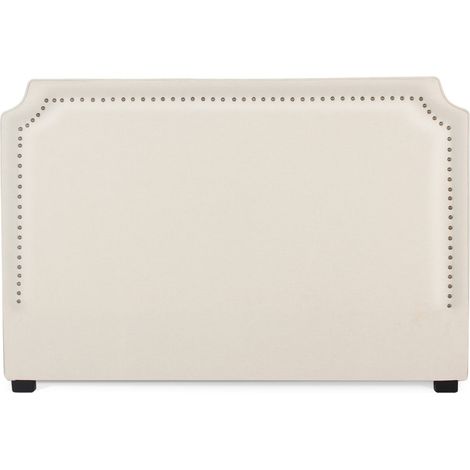 Intensedeco – Tête de lit en tissu 180 cm beige – Clous tapissiers en métal – Hauteur 120 cm – Style chic et antique (1/3)