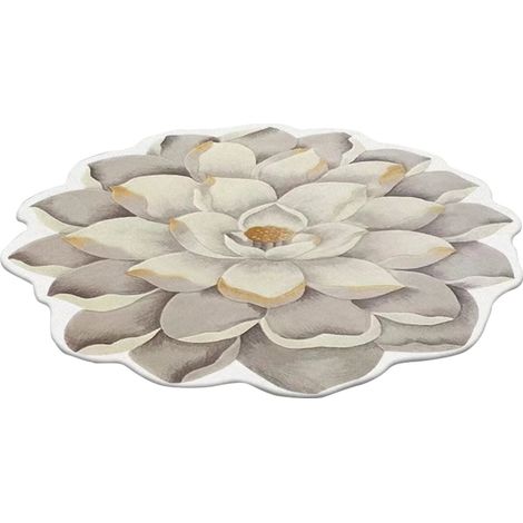 Tapis d'entrée - Forme florale en relief - 60 cm de diamètre - Pour entrée intérieure - 1 pièce (1/5)