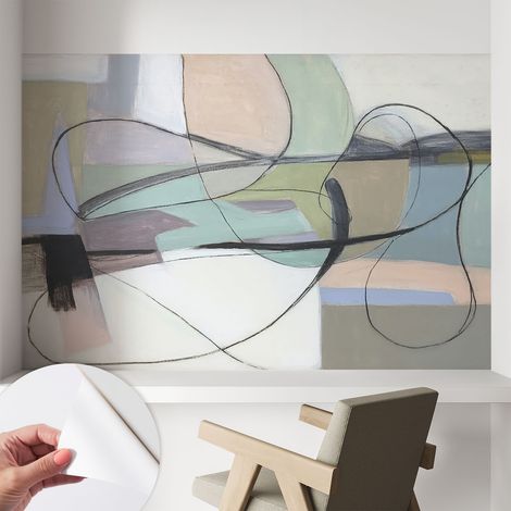 Papier peint autocollant adhésif avec imprimé installation simple qualité excellente sans désordre Lignes pastel 104x70 cm (1/5)