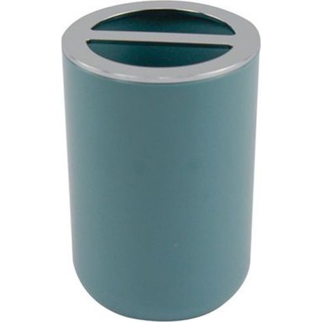 Trade Shop - Cepillos De Dientes De La Puerta Accesorio De Cristal Baño 2 Agujeros Petróleo Verde Plata 69474 - (1/2)