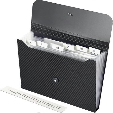 Erweiterbarer 7-Fächer-Ordner – Erweiterbarer Ordner für Dokumente im A4-Format mit individuell gestaltbaren Klebeetiketten (1/5)