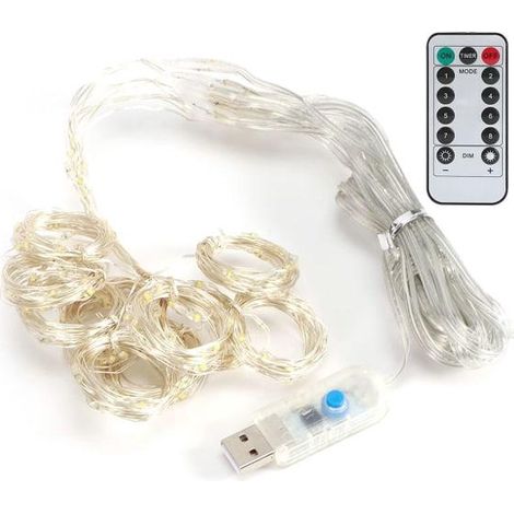 Guirlande lumineuse rideau de fenêtre à 200 LED avec télécommande KLB (1/5)