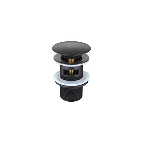 Bonde de Lavabo Pop up avec Trop-Plein Bonde de Vidage Automatique Universelle pour Vasque Salle de Bain Bouchon Lavabo Click Clack G1 1/4" en Laiton Système de Vidage Ronde Cuivre Noir Mat