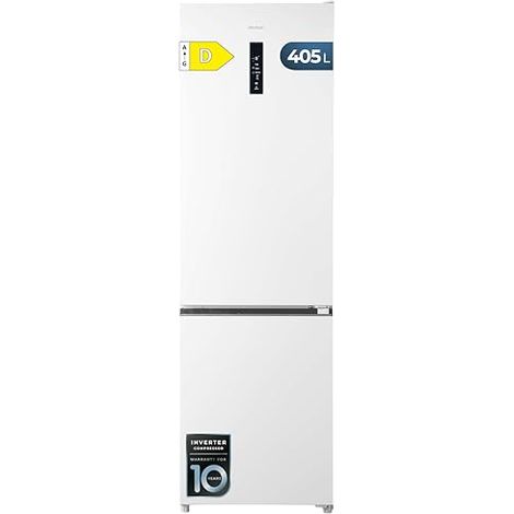 Cecotec Frigorífico Combi Total NoFrost de 405L Bolero CoolMarket Combi 405 WL White Inox D. 200 cm de Alto, 60 cm de Ancho, Clase D, MetalFlex Cooling, Fresh Flex, Interior en Elite Grey, Blanca
