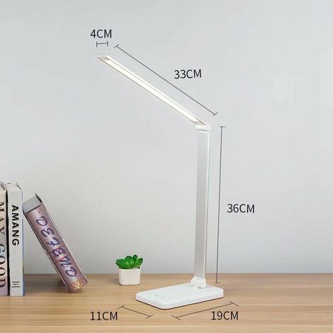 LED Desk Lamp, Dimmable Table Lamps , Support Mobile Phone Wireless Charging，Touch Control Eye Protection, With USB Port/Timer Function Foldable/Rotatable Silver (1/5)