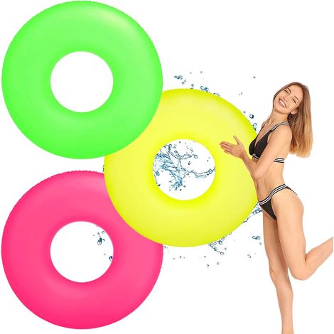 Lot de 3 flotteurs de piscine gonflables pour enfants et adultes, anneaux en caoutchouc pour la natation, roue gonflable pour piscine, été, plage, fête aquatique (1/5)