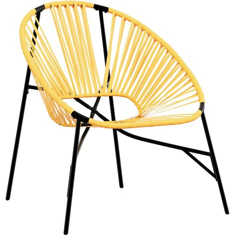 Maison Exclusive - Chaise œuf de jardin noir et jaune résine tressée
