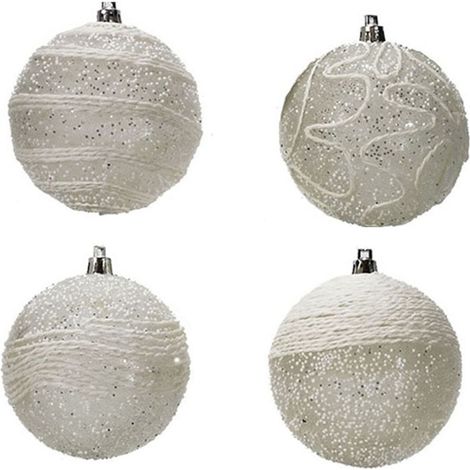 Palline bianche per Albero di Natale set 8 sfere Decorazioni natalizie addobbi particolari moderne allestimento casa 10 cm (1/5)