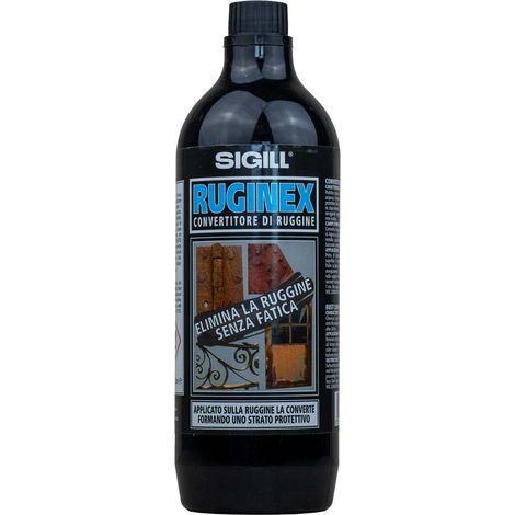 SIGILL, Ruginex, Convertitore di Ruggine, Composto Chimico in Emulsione Acquosa, Protegge e Previene di Riformarsi di Ossidazioni, Made in Italy, Flacone da 750 ml