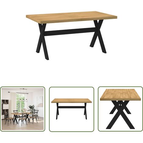 vidaXL Esstisch NOAIN X-Form-Beine 160x90x75 cm Massivholz Kiefer (1/5)