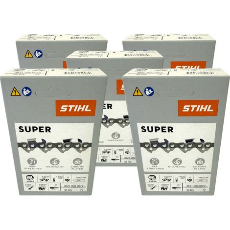 Stihl 5x 3/8" Rapid Super 3 (RS3) chaîne de scie 50 cm 3/8" 1,6 mm 72 TG 5 pièces ( 5x 36260000072 ) (1/5)