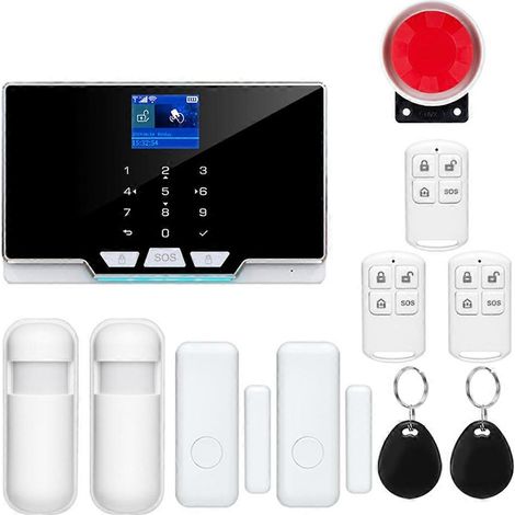 Système d'alarme résidentiel intelligent GSM/WiFi pour la sécurité de la maison, compatible avec l'application Tuya Smart et prise américaine. (1/5)