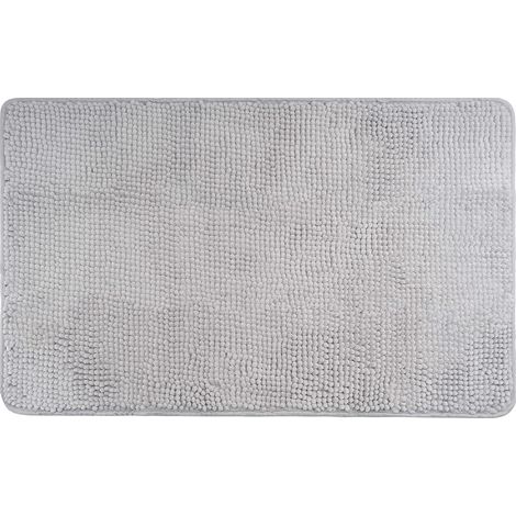 1 Tapis De Bain Chenille 50x80 Cm Gris Absorbant Antidérapant Salle De Bain
