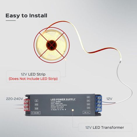 Transformateur LED 12V 200W Alimentation du pilote LED, alimentation à découpage Transformateur LED 16,64A AC 230V à DC 12 Volt, transformateur basse tension à tension constante extrêmement fin et com (1/3)