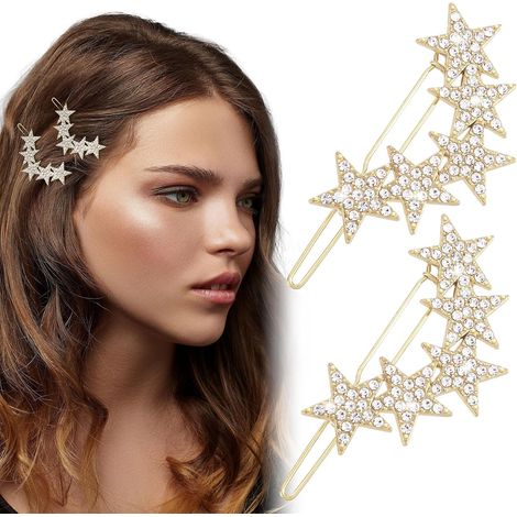 Sternenförmige Haarspangen für Damen, Gold – Rutschfeste Haarspangen für Fransen – Haarspangen für langes, kurzes, glattes und lockiges Haar (1/3)