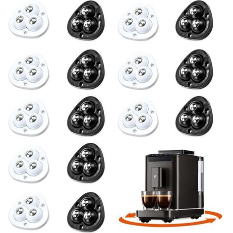 Roulettes auto-adhésives sphériques 360° (16 pièces) – Pour meubles, friteuse à air, mixeur, machine à café, poubelle – Noir et blanc (1/5)