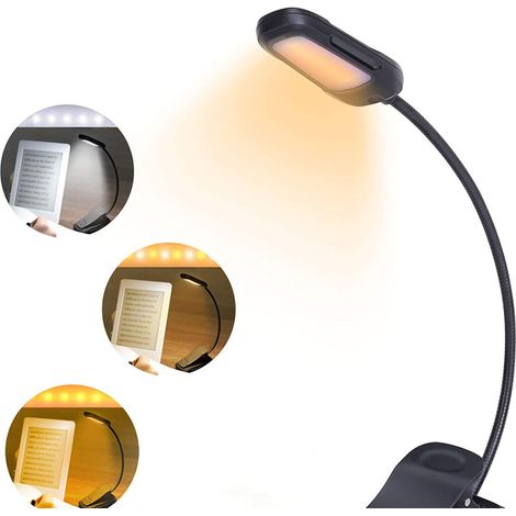 Klemmbare Leselampe, LED-Schreibtischlampe, Augenschutzlampe – Schwarz