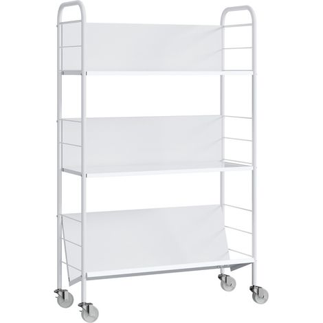 CHICFURN Estantería con ruedas 69 x 26 x 108 cm de metal blanco, 3 niveles, compacta (1/5)