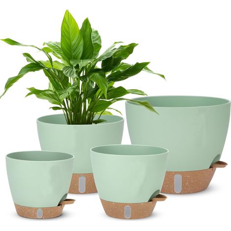 Blumentöpfe 20/22,8/25/30,5 cm – recycelbares Polypropylen – Abflusslöcher und Wasserstandsanzeiger für Luftzirkulation – Untersetzer inklusive