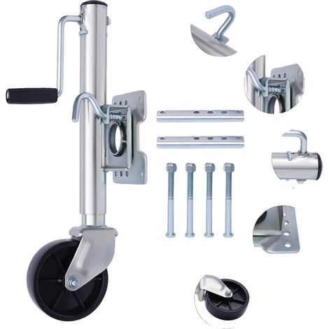 Crick de remorque, roue de 6 pouces, capacité de charge de 1200 lbs, Kit (1/2)