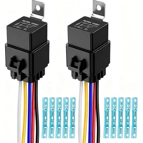 Gebildet Waterproof Switch Relay 40/30A 12AWG Wiring Harness with Built-in Diode, 12V DC, 5 Pin SPDT, Automotive Relay with Waterproof Connectors (1/5)