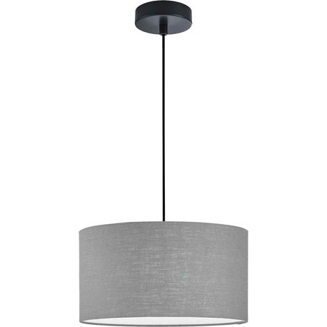 Lampe suspendue lampe de table à manger lampe suspension lampe de chambre lin gris D 38 cm (1/4)