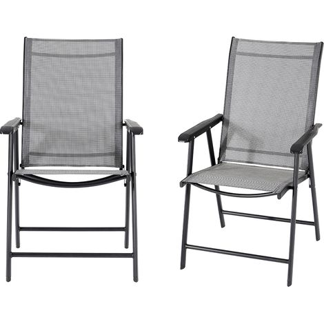 Set of 2 Black Garden Folding Chair (1/5)