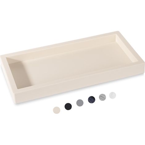 Plateau de Salle de Bain, Petit Plateau de courtoisie en Silicone, Porte-Savon, Porte-éponge, Organisateur d'évier de Cuisine, Accessoires de Salle de Bain pour comptoir, Toilettes, Douche – Beige (1/5)