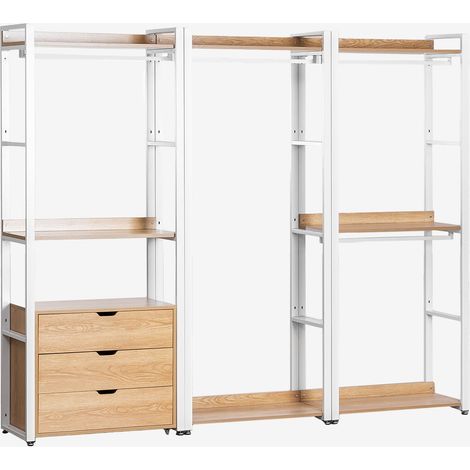 SKLUM Offener modularer Schrank mit 3 Teilen und Schubladen aus Stahl und Holz Ariaster Natürlich                                  