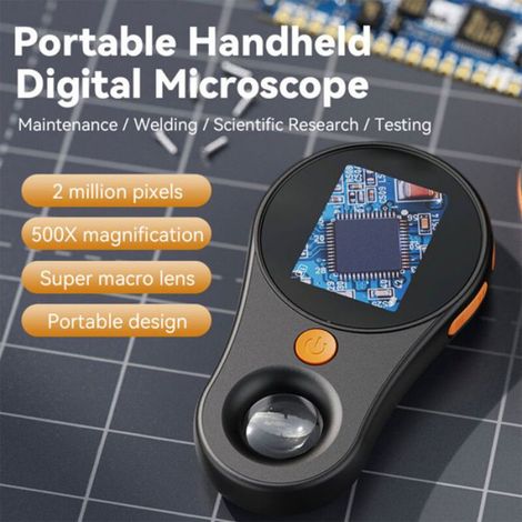 Microscope Portable, 2.0 inch IPS Rechargeables Microscope électronique Numérique 500x avec 8 Lumières LEDMicroscope Loupe électro (1/4)