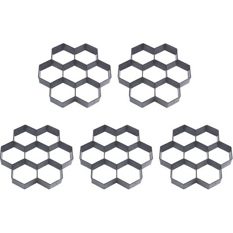 Lot de 5 moules à dalles en béton réutilisables pour créer un chemin de terrasse ou de jardin (30 x 30 cm). (1/5)