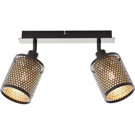 Brilliant Cheval Spotbalken 2flg schwarz gold Metall 2x D45, E14, 28 W, Geeignet für Tropfenlampe (nicht enthalten)