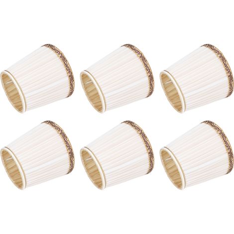 6-teiliges Lampenschirmset aus Stoff, schlichter europäischer Stil, cremeweiß mit Goldrand, handplissiert, E14-kompatibel für Stehlampen, Tischlampen, Pendelleuchten, Wandleuchten (Set PX02) (1/5)