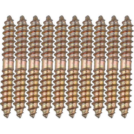 Lot de 10 chevilles de fixation pour meubles - Tête double M6 x 50 mm - Bois sur bois